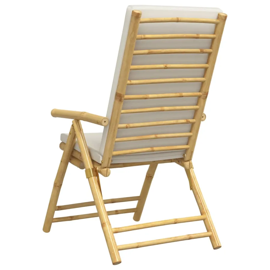 Chaises inclinables de jardin pliantes lot de 6 coussins bambou - 6