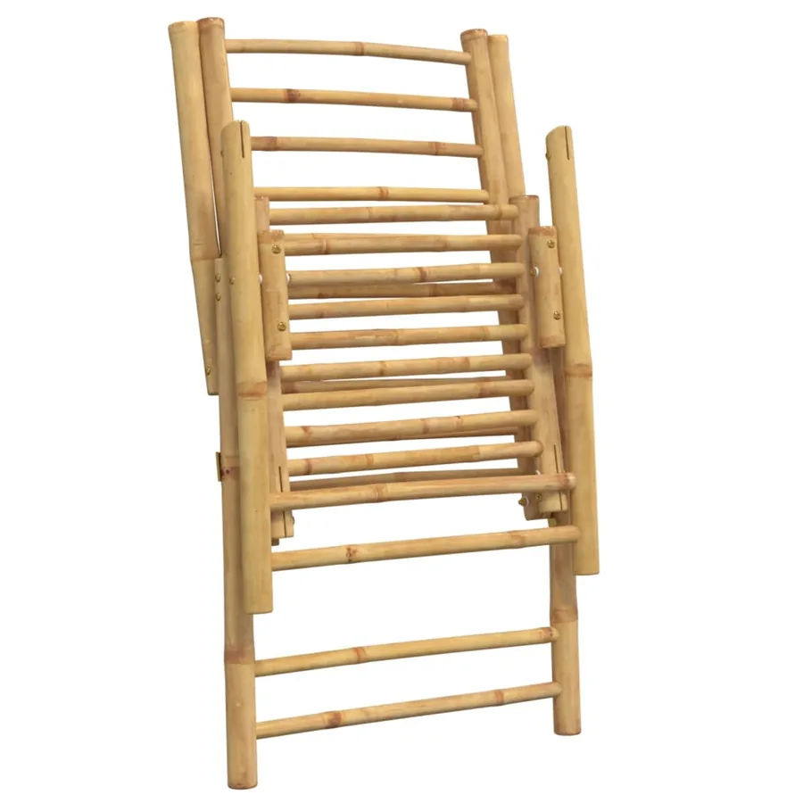 Chaises inclinables de jardin pliantes lot de 6 coussins bambou - 7