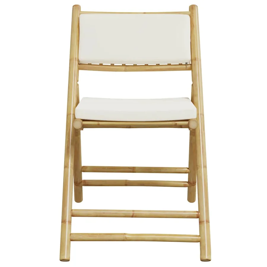 Chaises de bistro pliantes lot de 2 et coussins blanc crème - 5