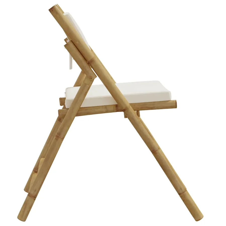 Chaises de bistro pliantes lot de 2 et coussins blanc crème - 6