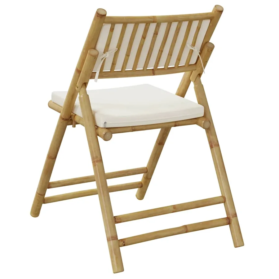 Chaises de bistro pliantes lot de 2 et coussins blanc crème - 7