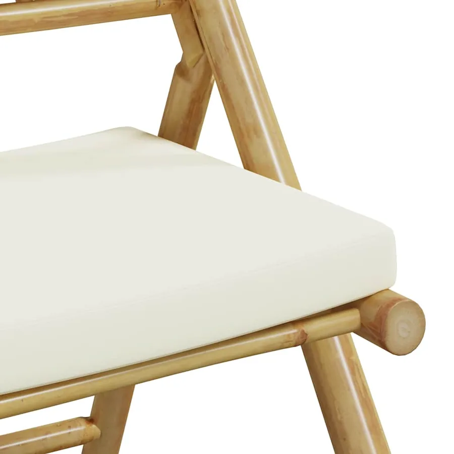 Chaises de bistro pliantes lot de 2 et coussins blanc crème - 9
