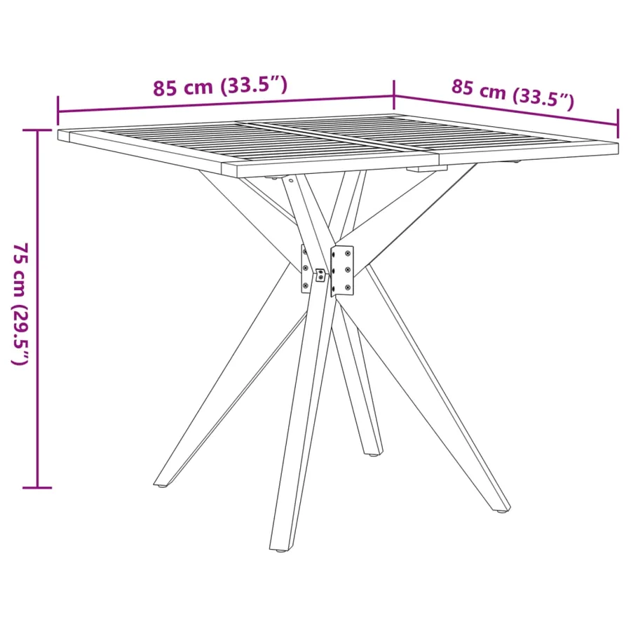 Table de jardin carrée 85x85x75 cm bois d'acacia solide - 8