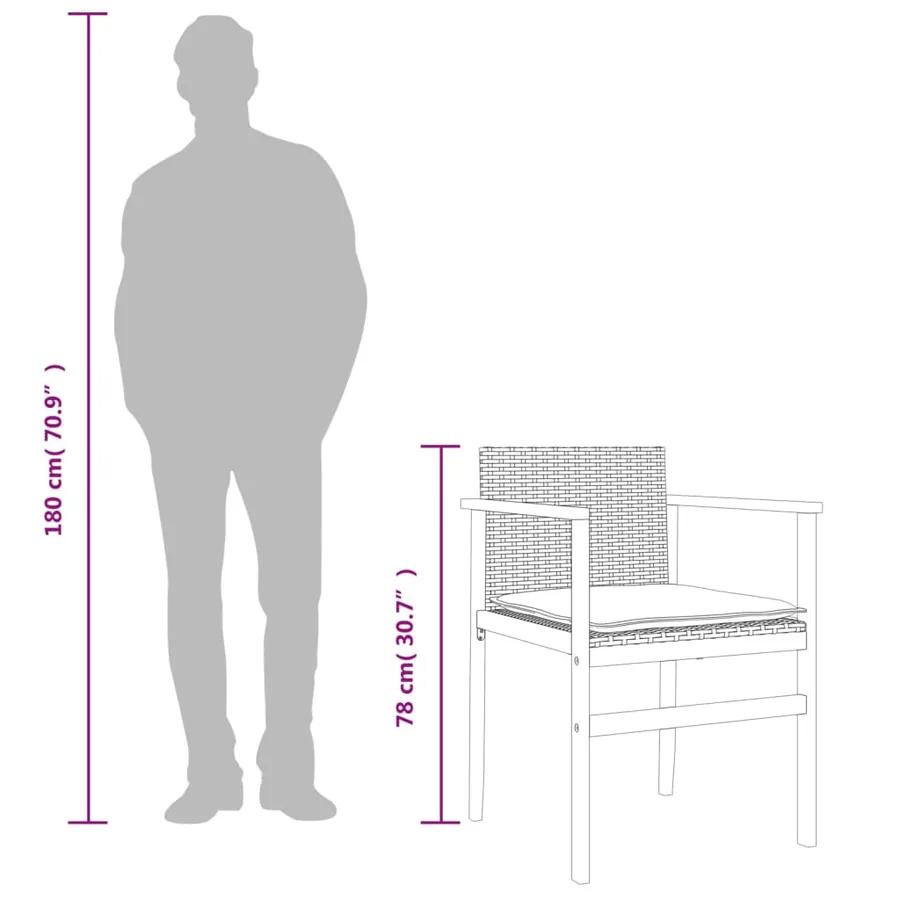 Chaises de jardin lot de 2 beige résine tressée et bois massif - 11