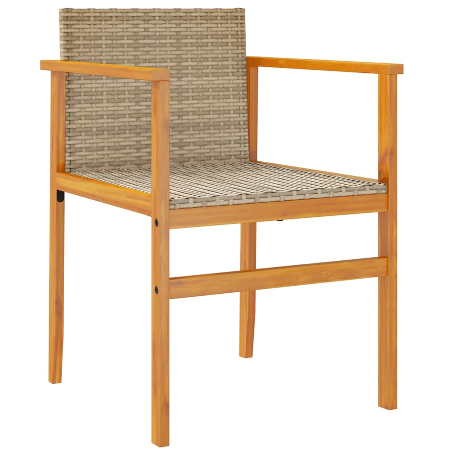 Chaises de jardin lot de 2 beige résine tressée et bois massif - 4