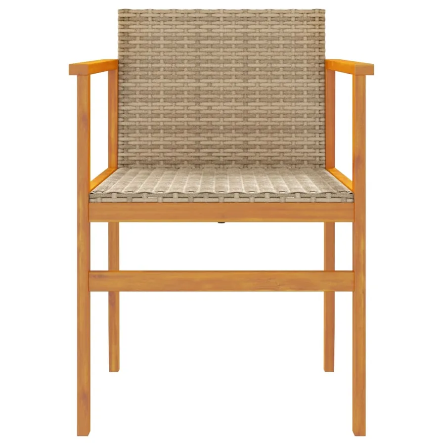 Chaises de jardin lot de 2 beige résine tressée et bois massif - 5