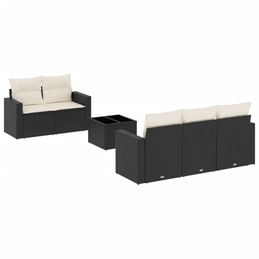 Salon de jardin 6 pcs avec coussins noir résine tressée - 2