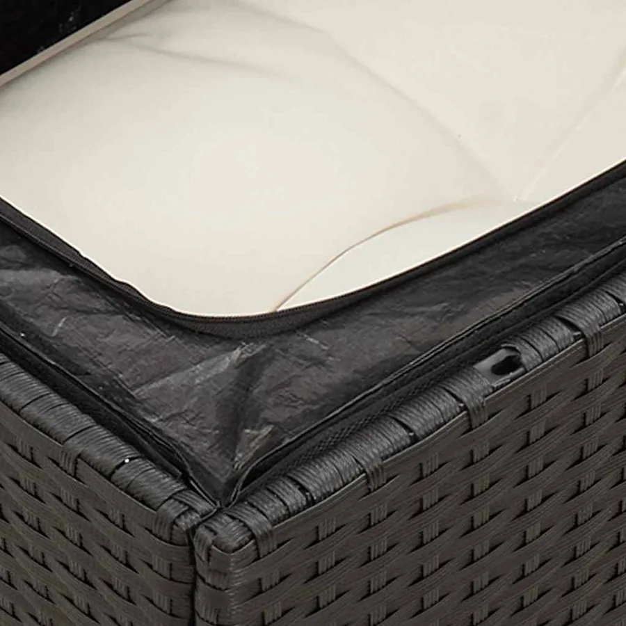 Salon de jardin 9 pcs avec coussins noir résine tressée - 6