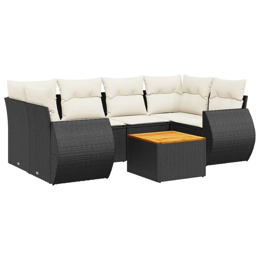Salon de jardin 7 pcs avec coussins noir résine tressée 62 x 62 x 69 cm - 62,3 kg - 2