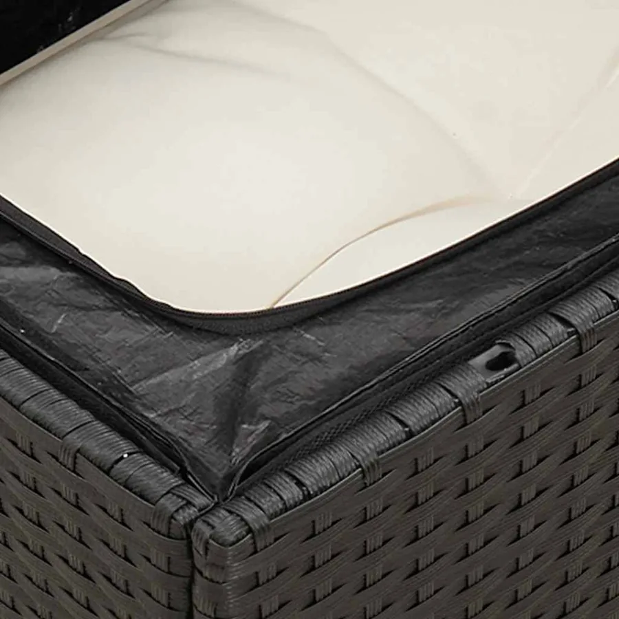 Salon de jardin 8 pcs avec coussins noir résine tressée - 7