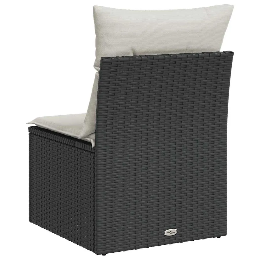 Chaise de jardin sans accoudoirs avec coussins noir poly rotin - 6