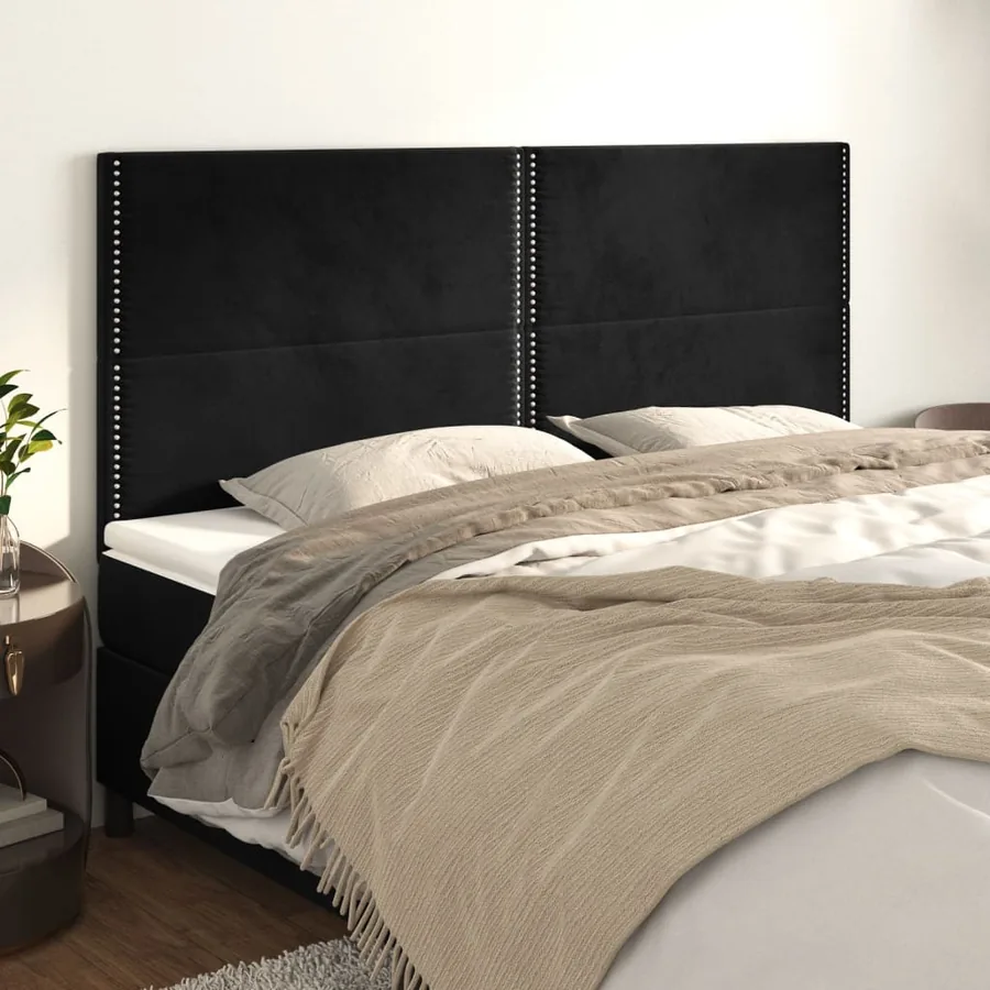 Tête de lit Noir 160x5x118/128 cm Velours