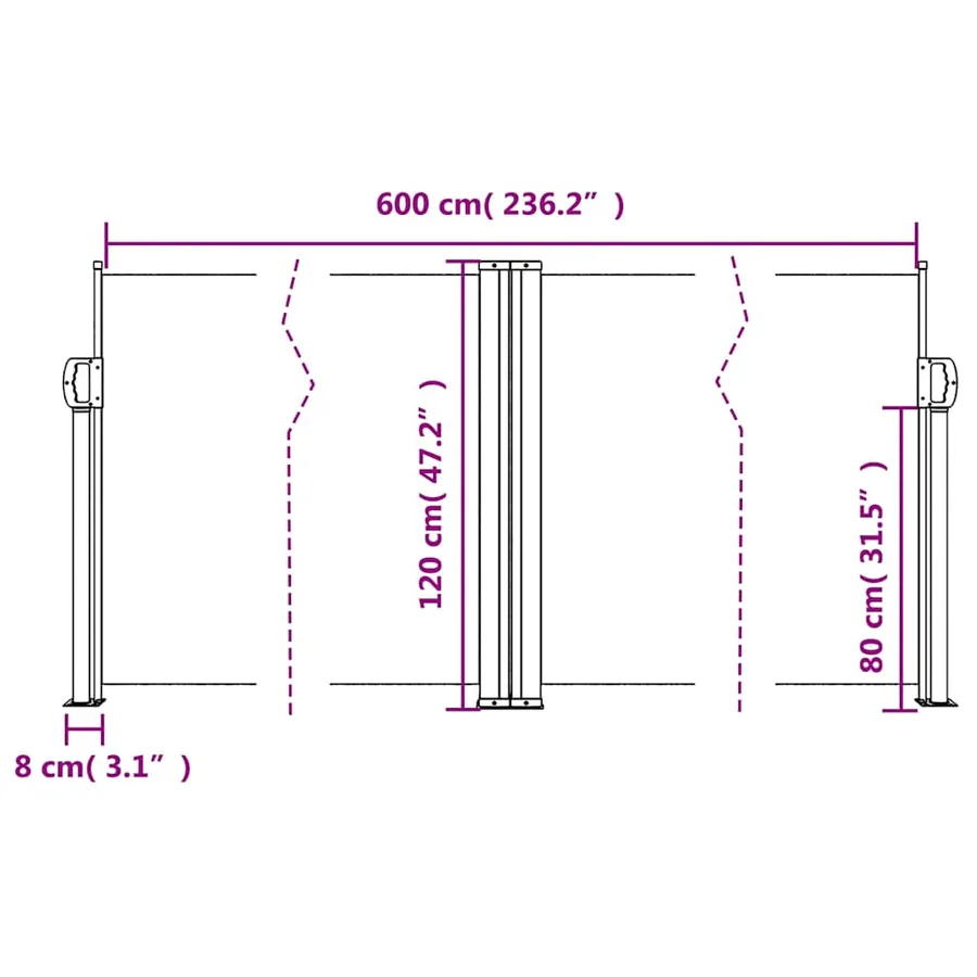 Auvent latéral rétractable marron 120x600 cm - 10