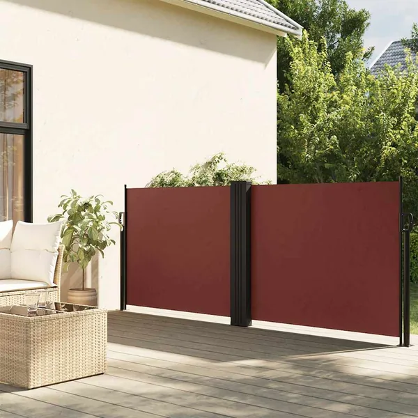 Auvent latéral rétractable marron 100x600 cm