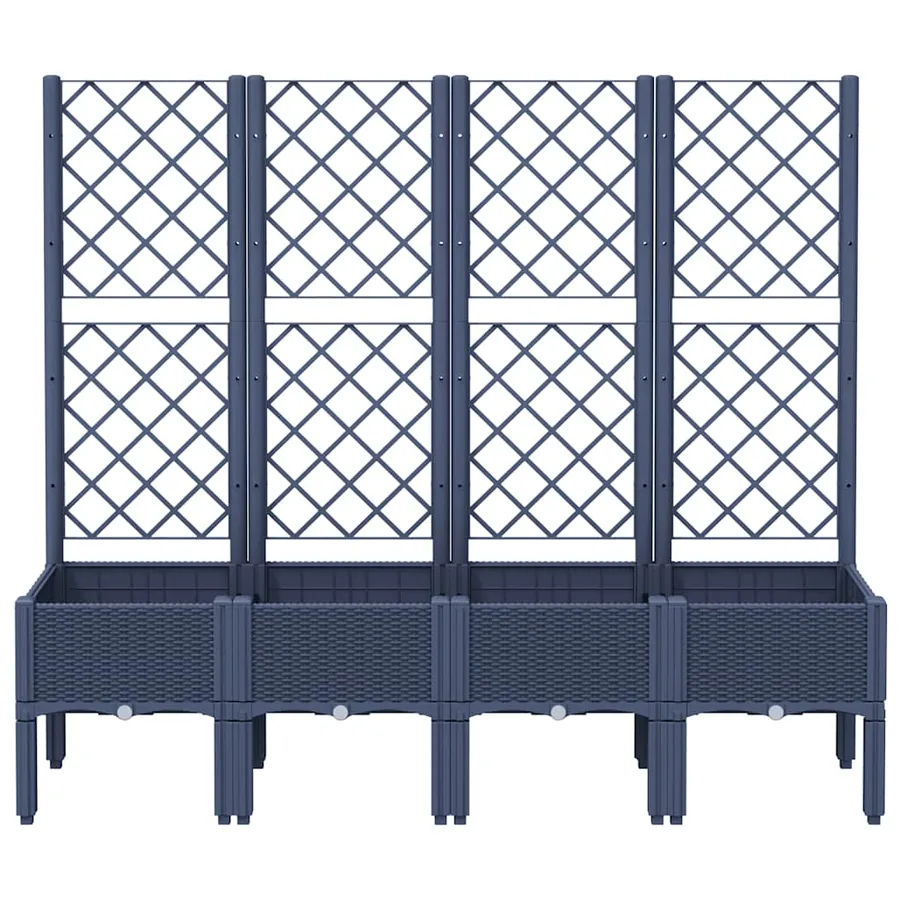 Jardinière avec treillis bleu gris 160x40x142 cm PP - 3