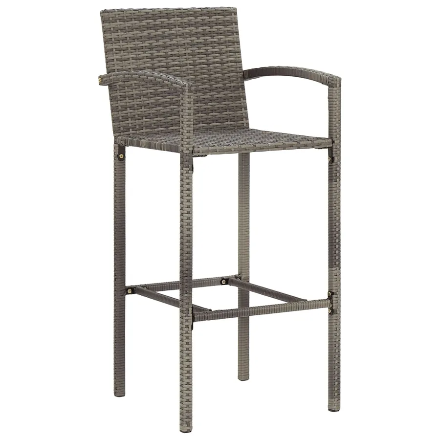 Ensemble de bar de jardin 5 pcs gris bois massif acacia rotin - 4