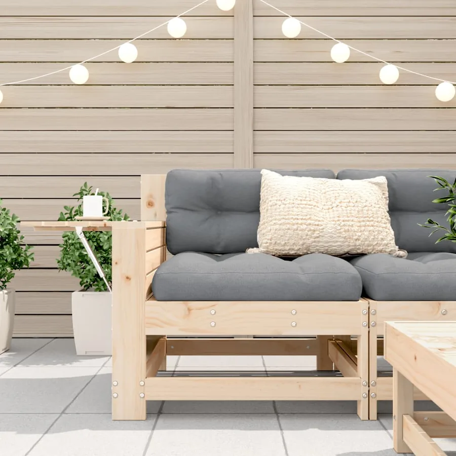 Canapé de jardin accoudoir avec coussin bois massif de pin - 3