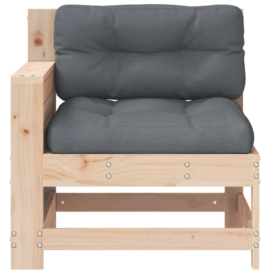 Canapé de jardin accoudoir avec coussin bois massif de pin - 4
