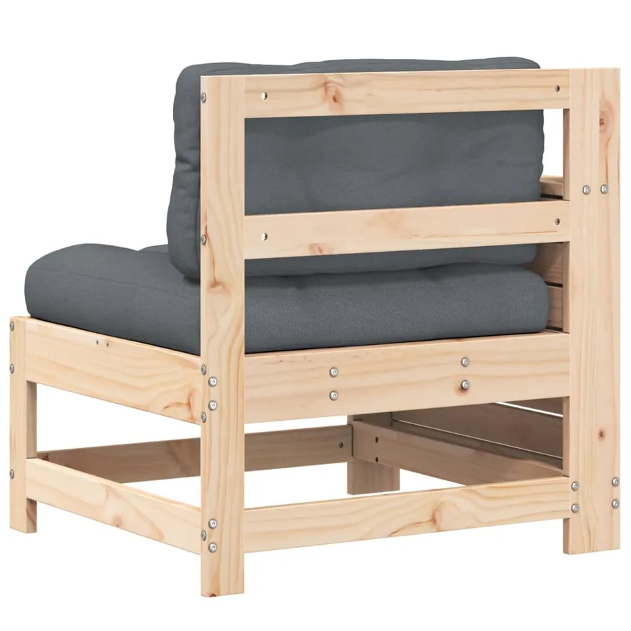 Canapé de jardin accoudoir avec coussin bois massif de pin - 6
