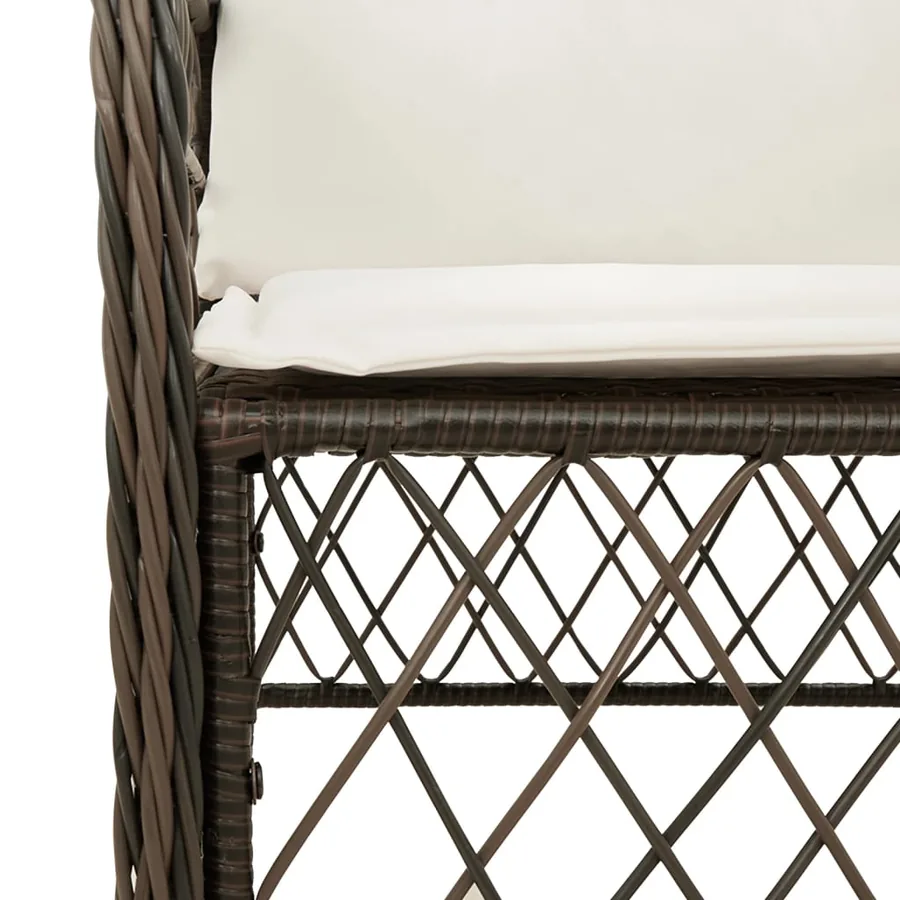Ensemble à manger de jardin et coussins 7 pcs marron rotin - 5