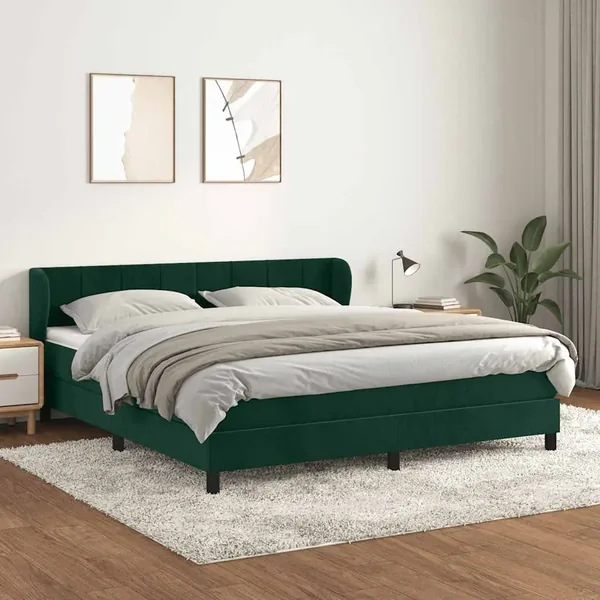 Sommier à lattes de lit et matelas Vert foncé 180x200cm Velours