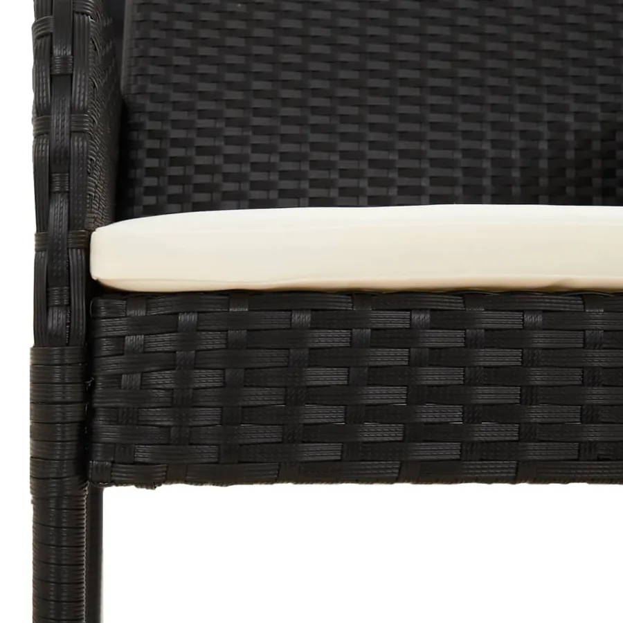 Ensemble à manger de jardin coussins 7pcs Noir Résine tressée - 5