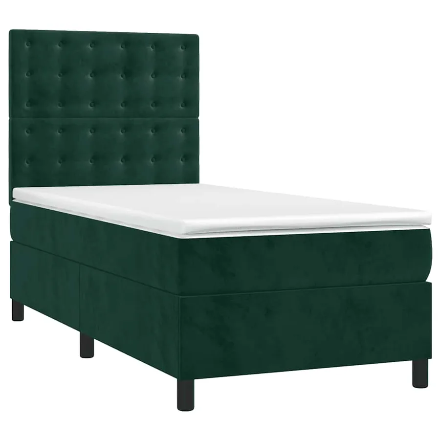 Sommier à lattes de lit et matelas et LED Vert foncé 90x190 cm - 3