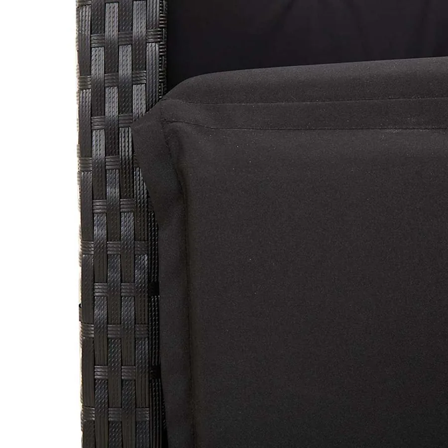 Ensemble à manger de jardin 9pcs coussins noir résine tressée - 6