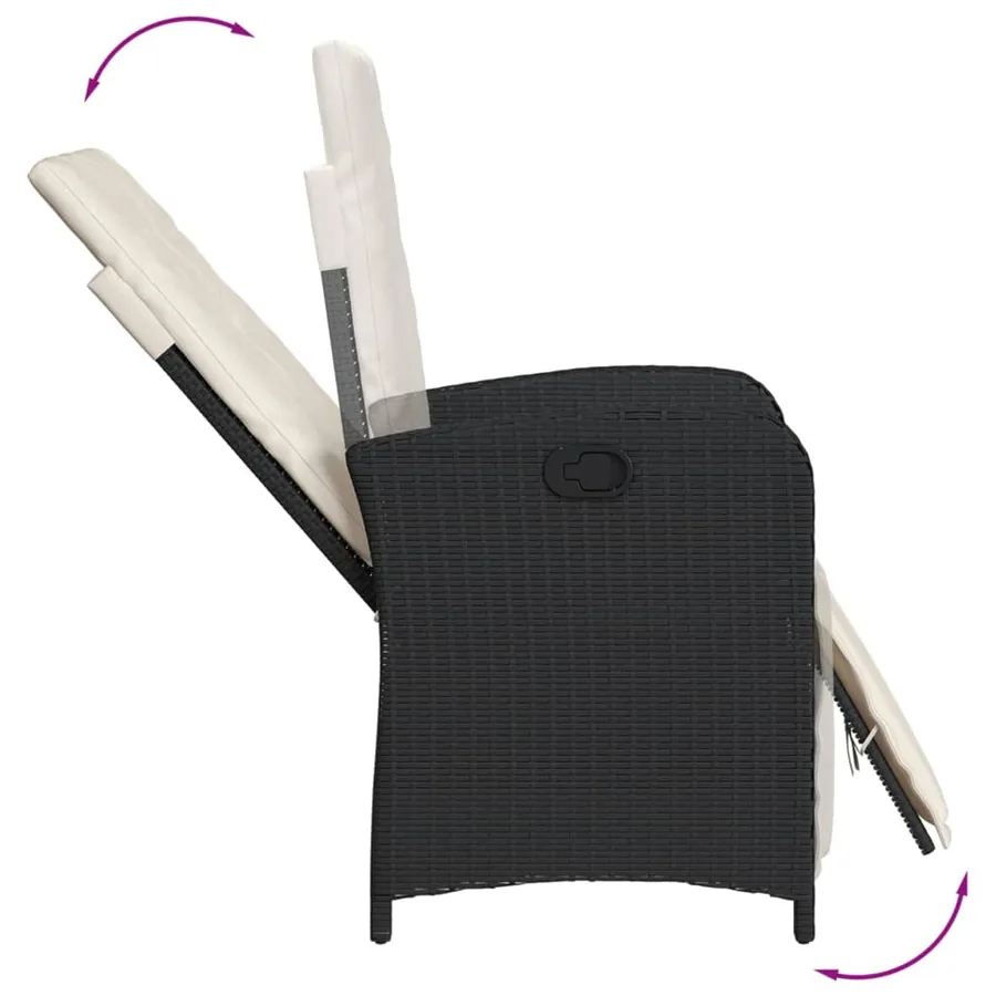 Ensemble à manger de jardin coussins 7pcs Noir Résine tressée - 5