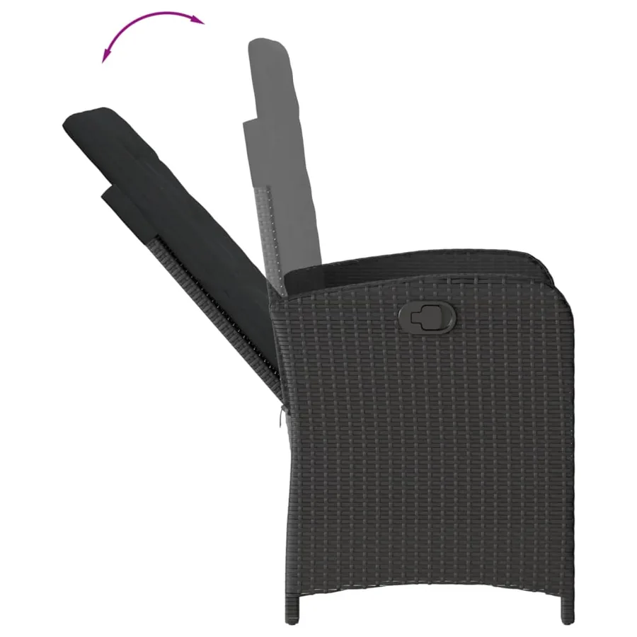 Ensemble à manger de jardin 9pcs coussins noir résine tressée - 5