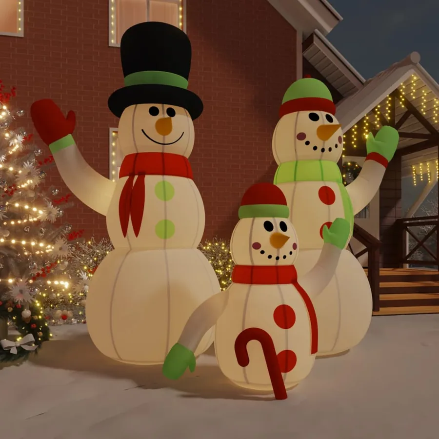 Famille de bonhomme de neige gonflable avec LED 500 cm
