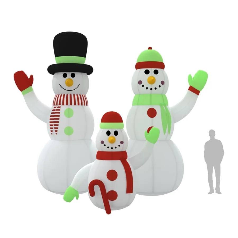Famille de bonhomme de neige gonflable avec LED 500 cm - 11