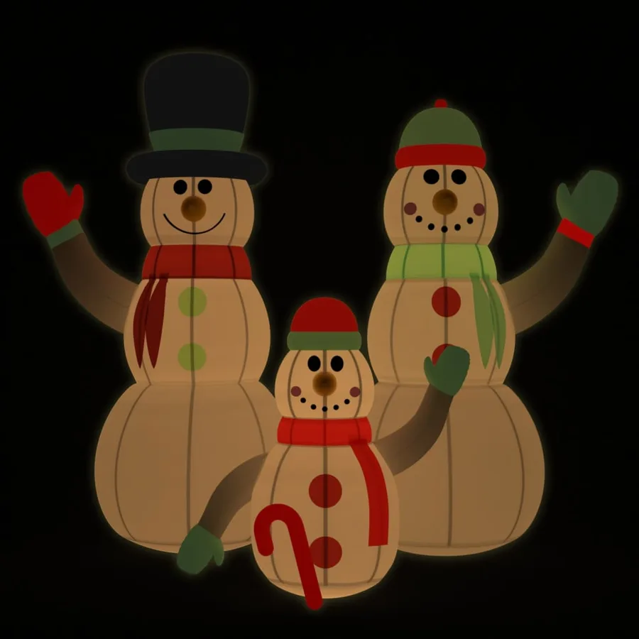 Famille de bonhomme de neige gonflable avec LED 500 cm - 6