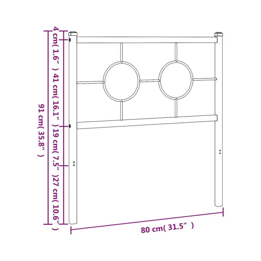Tête de lit de remplacement métal noir 75 cm - 7
