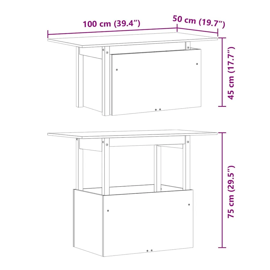 Table de jardin blanc 100x50x75 cm bois massif de pin - 12