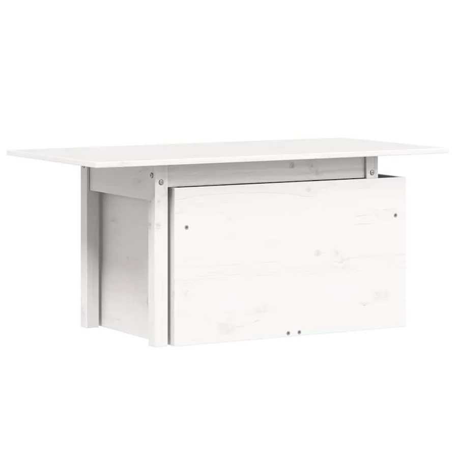 Table de jardin blanc 100x50x75 cm bois massif de pin - 2
