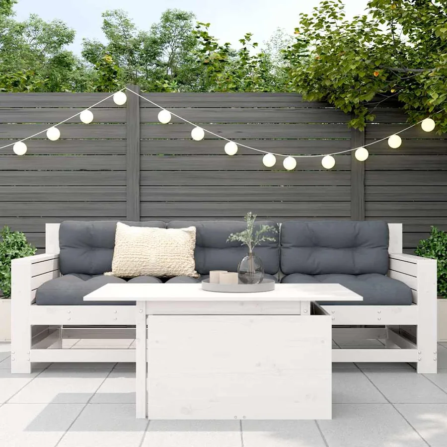 Table de jardin blanc 100x50x75 cm bois massif de pin - 3