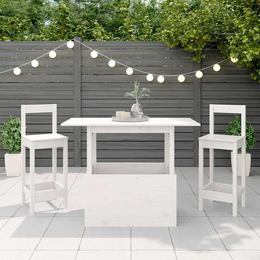 Table de jardin blanc 100x50x75 cm bois massif de pin - 4