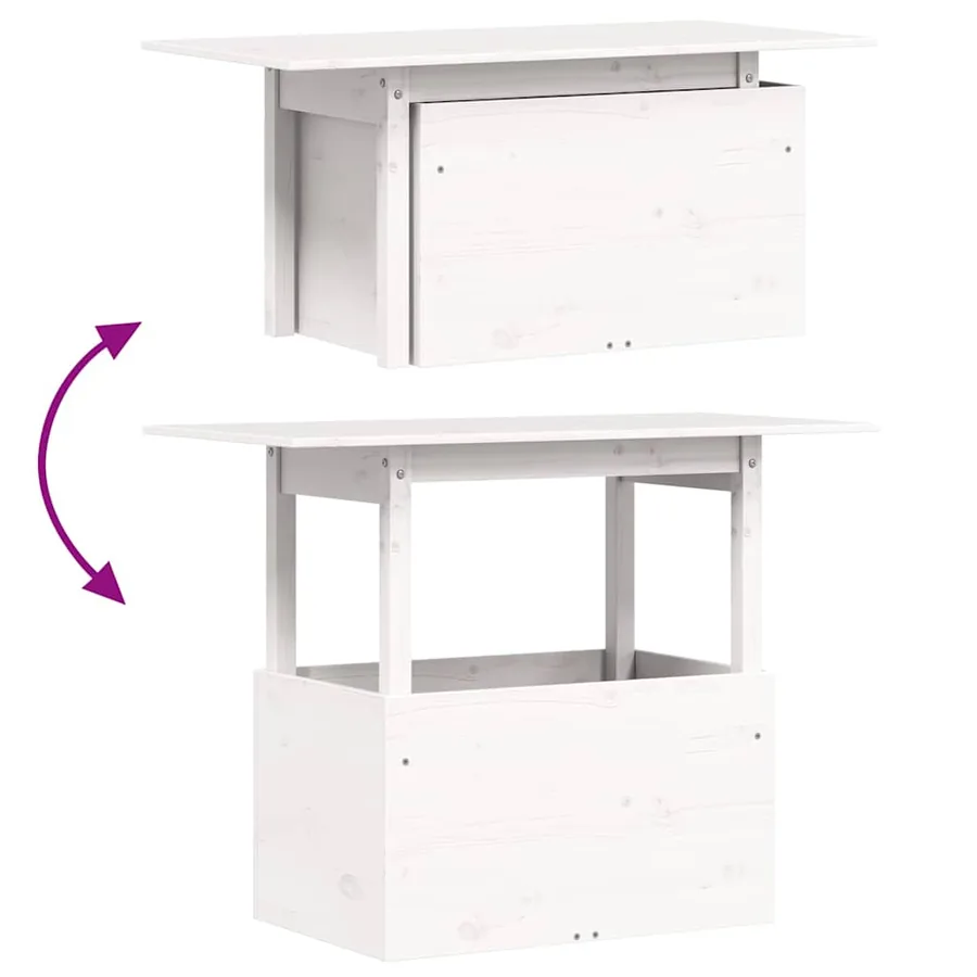 Table de jardin blanc 100x50x75 cm bois massif de pin - 8