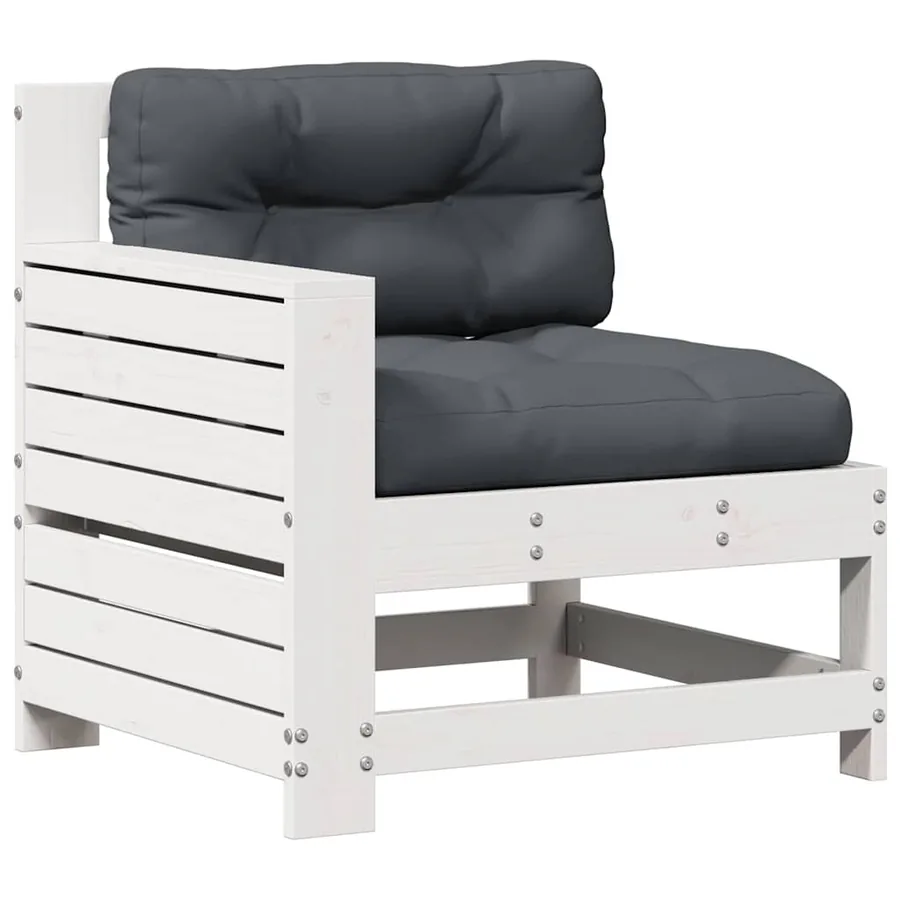 Salon de jardin 4 pcs avec coussins blanc bois de pin massif - 5