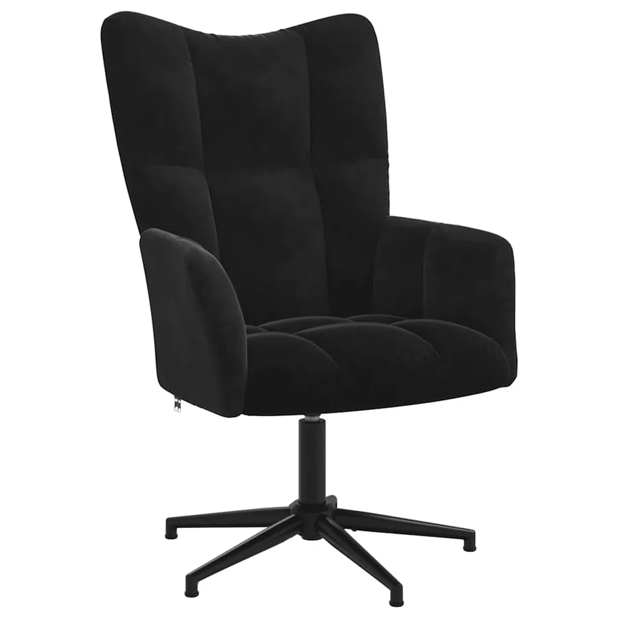 Chaise de relaxation avec tabouret Noir Velours - 6