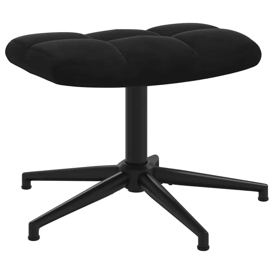 Chaise de relaxation avec tabouret Noir Velours - 8