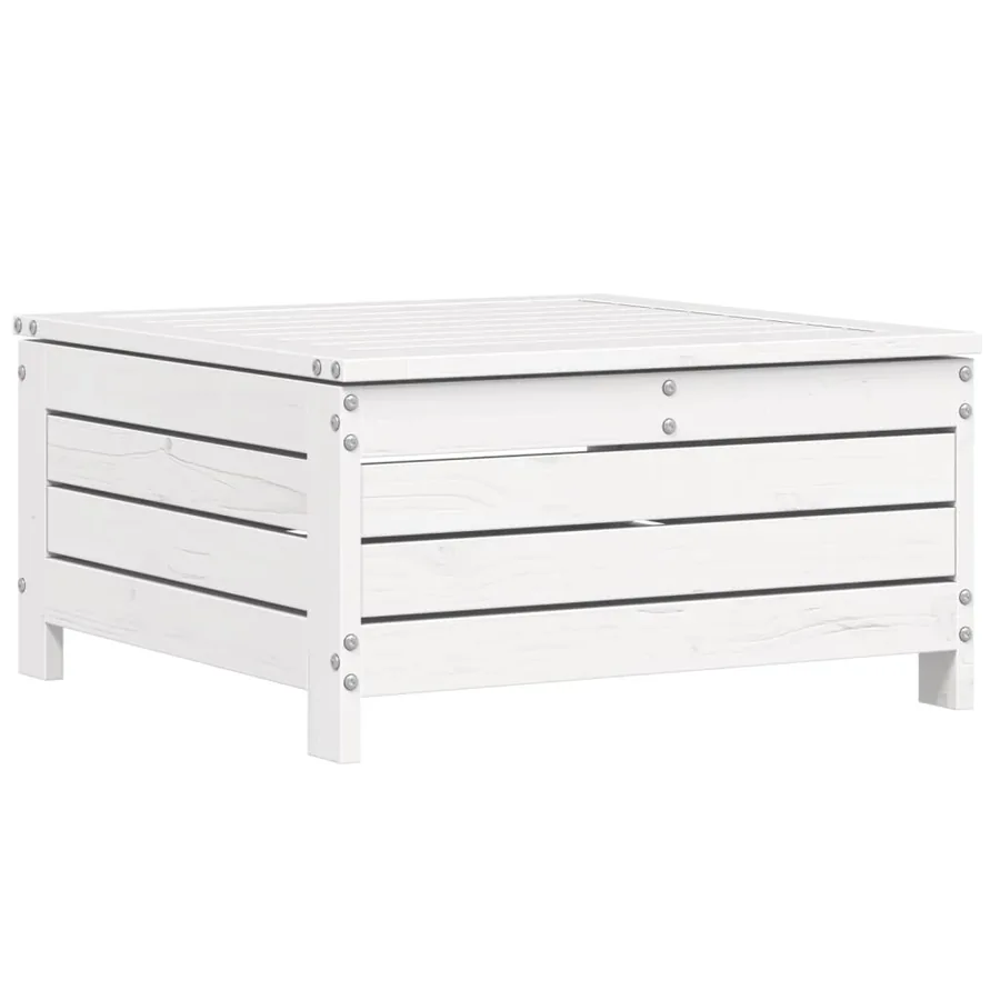 Salon de jardin 10 pcs blanc bois de pin massif - 10