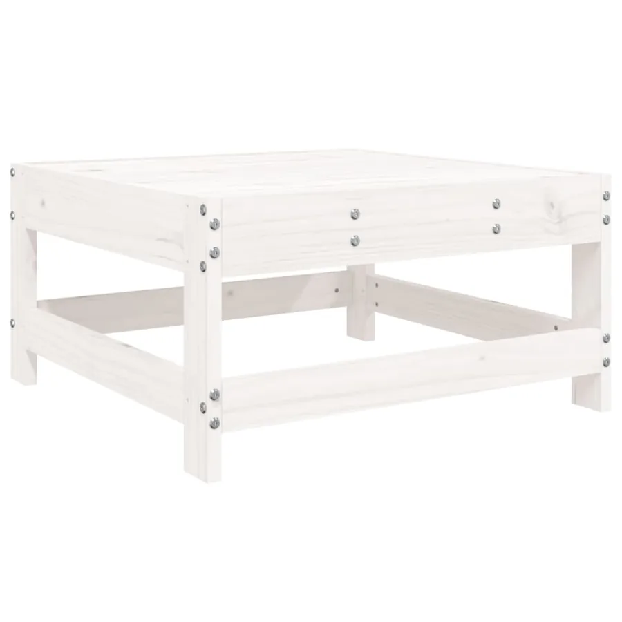 Salon de jardin 10 pcs blanc bois de pin massif - 4