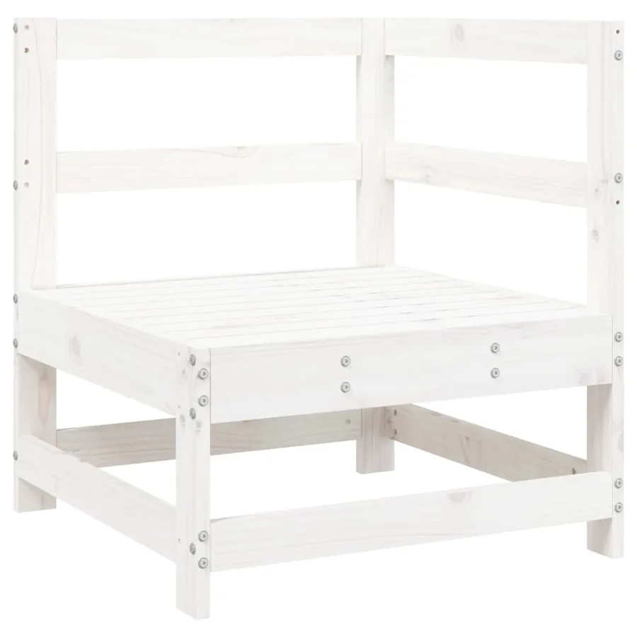Salon de jardin 10 pcs blanc bois de pin massif - 9