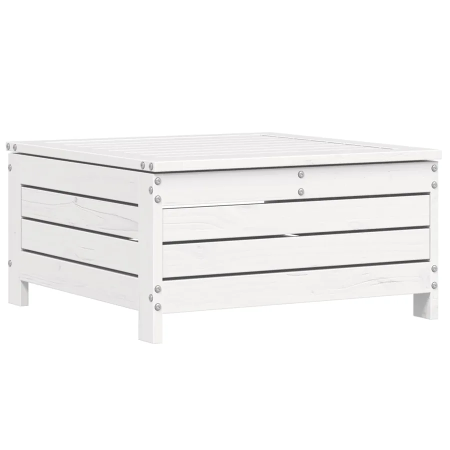 Salon de jardin 6 pcs blanc bois de pin massif - 6