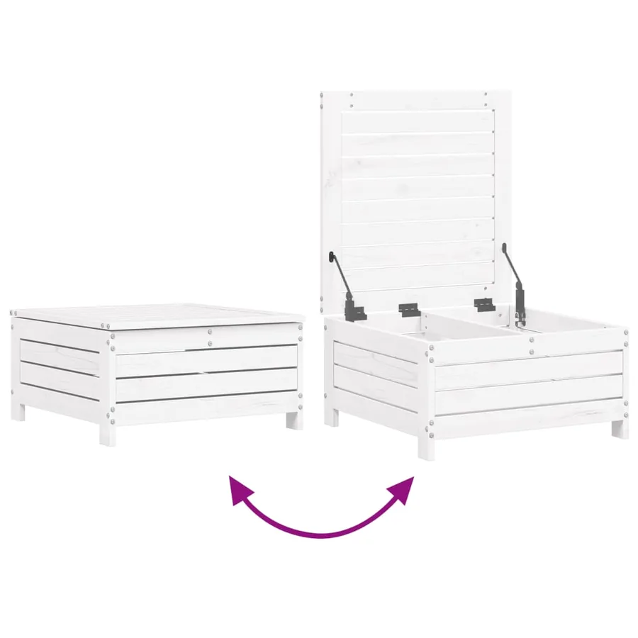Salon de jardin 6 pcs blanc bois de pin massif - 8