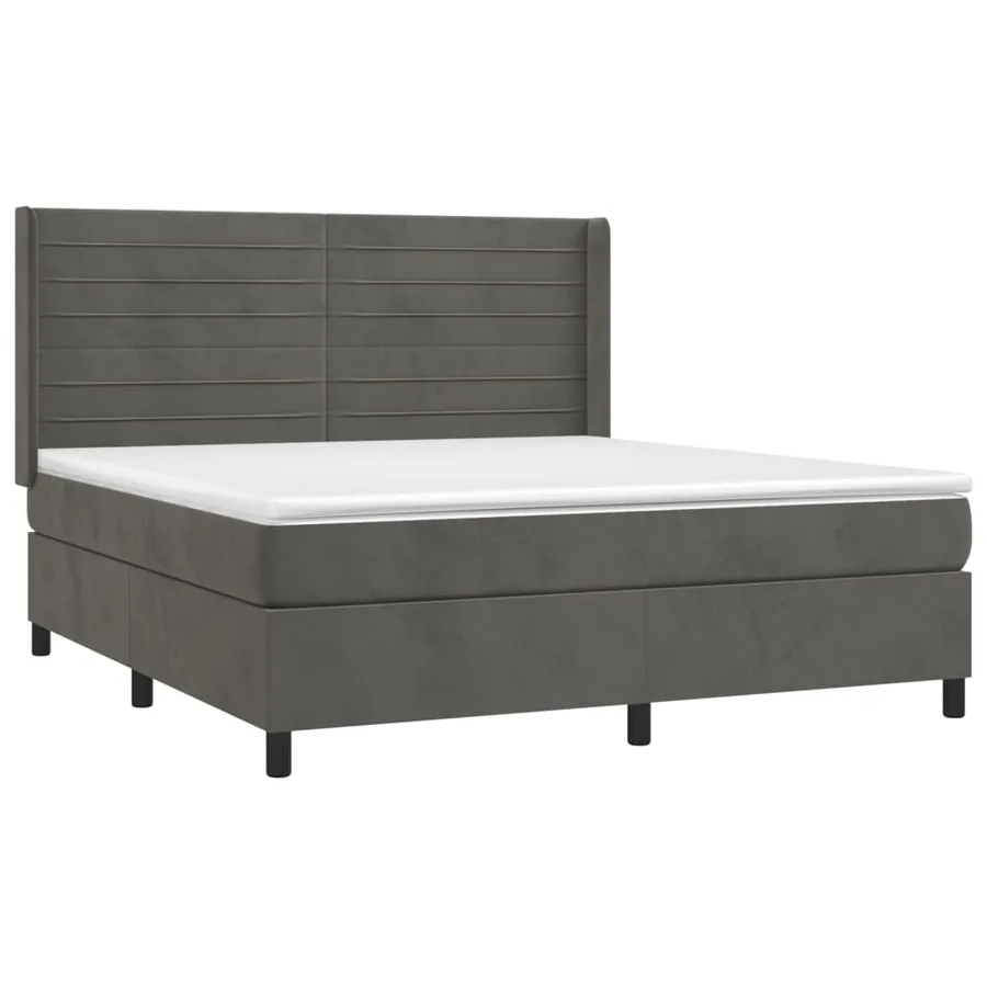 Sommier à lattes de lit et matelas Gris foncé 160x200cm Velours - 3