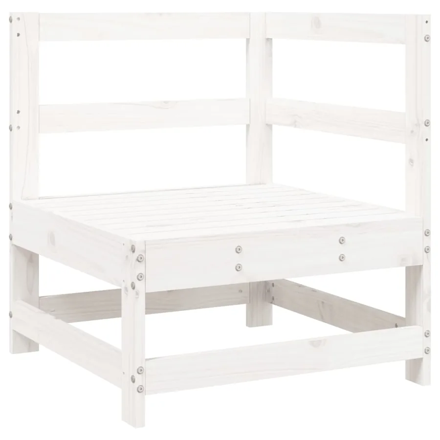 Salon de jardin 7 pcs blanc bois de pin massif - 4