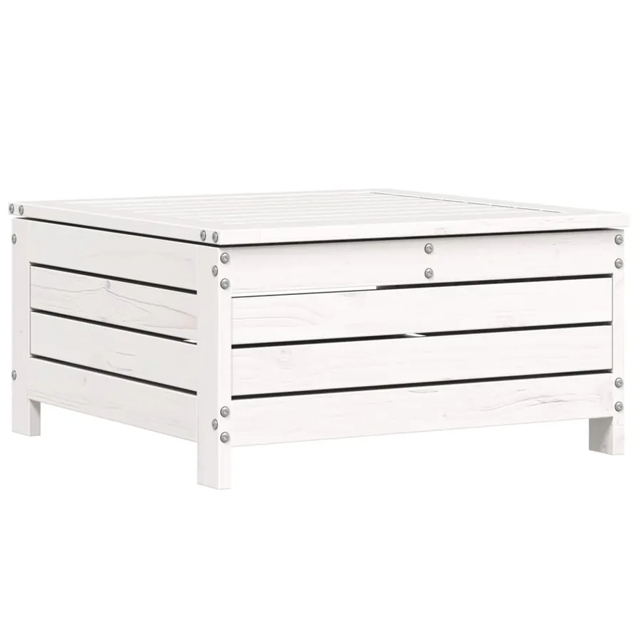 Salon de jardin 7 pcs blanc bois de pin massif - 7